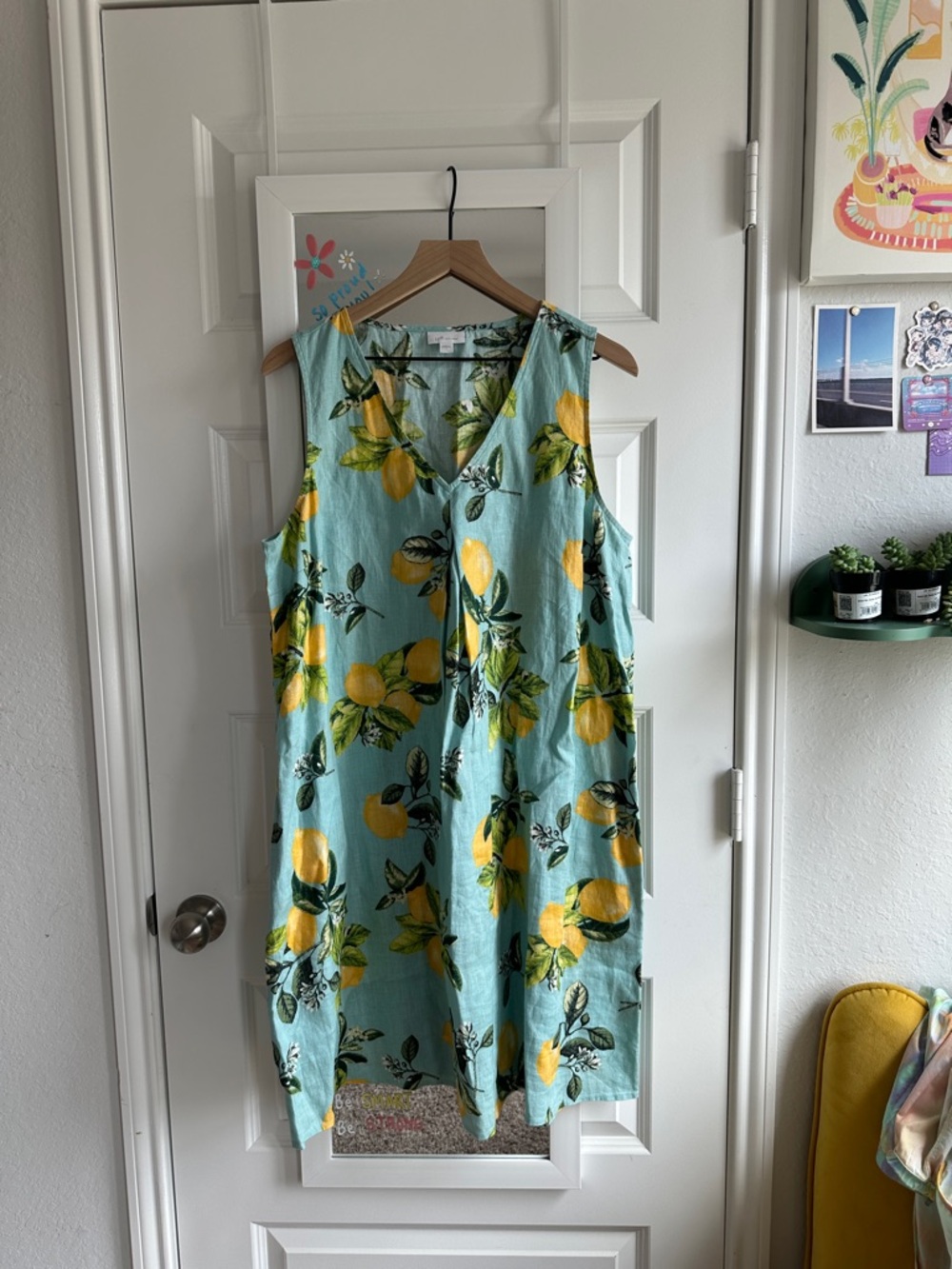 J. Jill Lemon Print Sleeveless Light Blue Dress - Picture 3 of 8